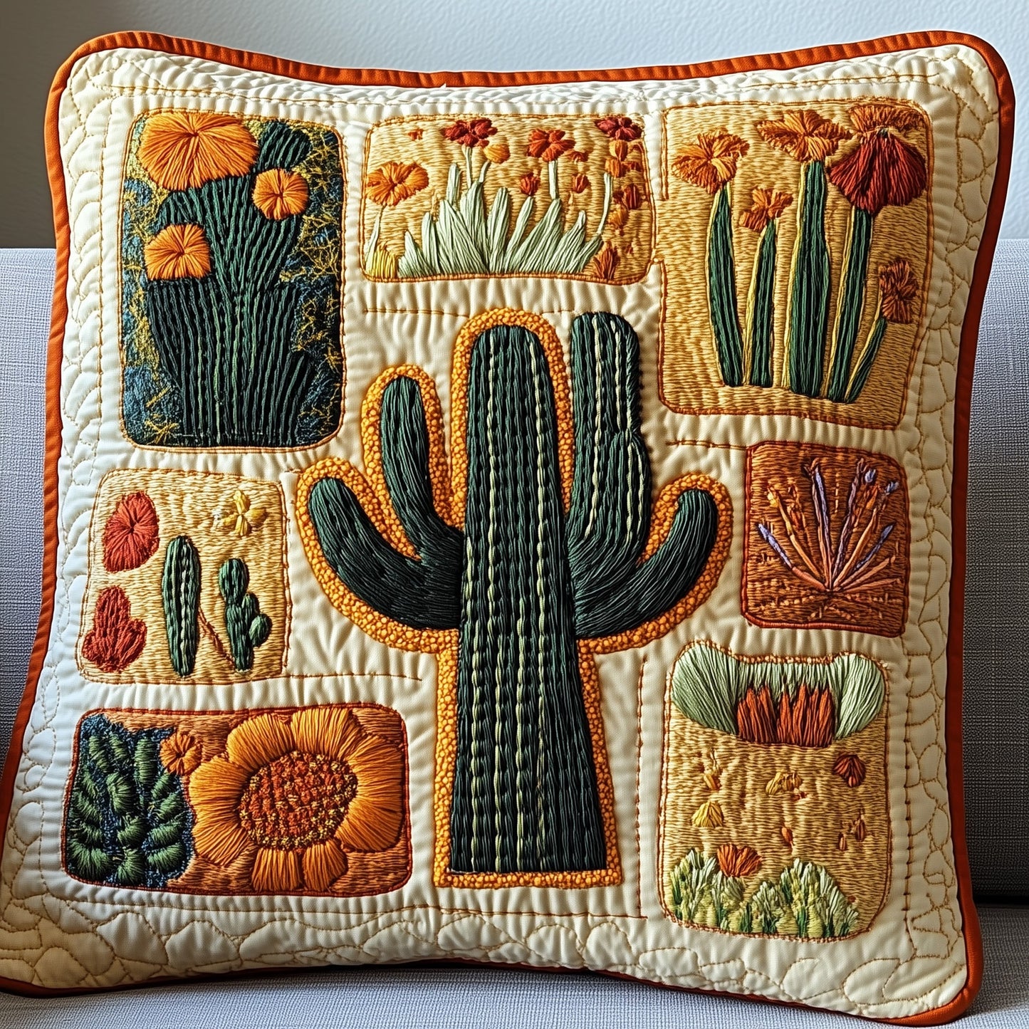 Blooming Cactus Haven Quilted Pillow Case GFTOTP4422