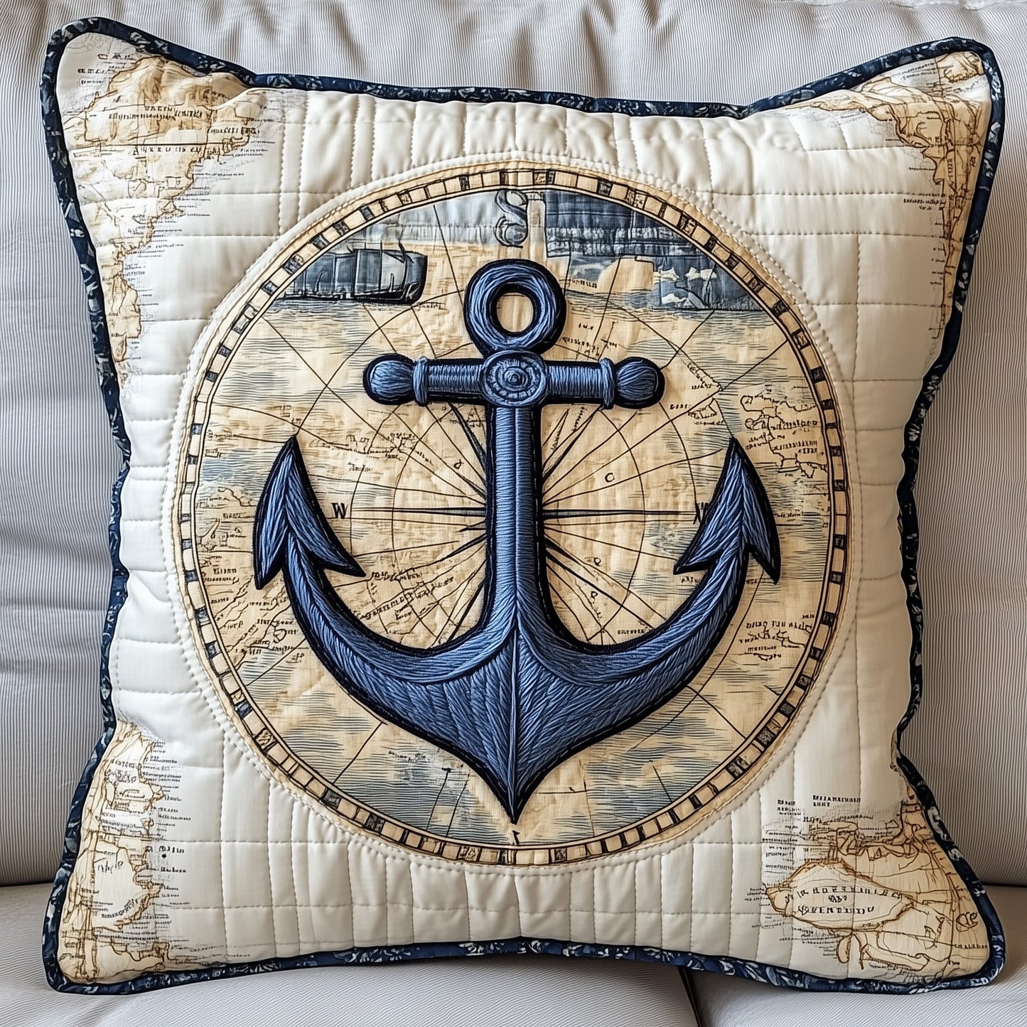 Nautical Anchor Quilted Pillow Case GFTOTP4457