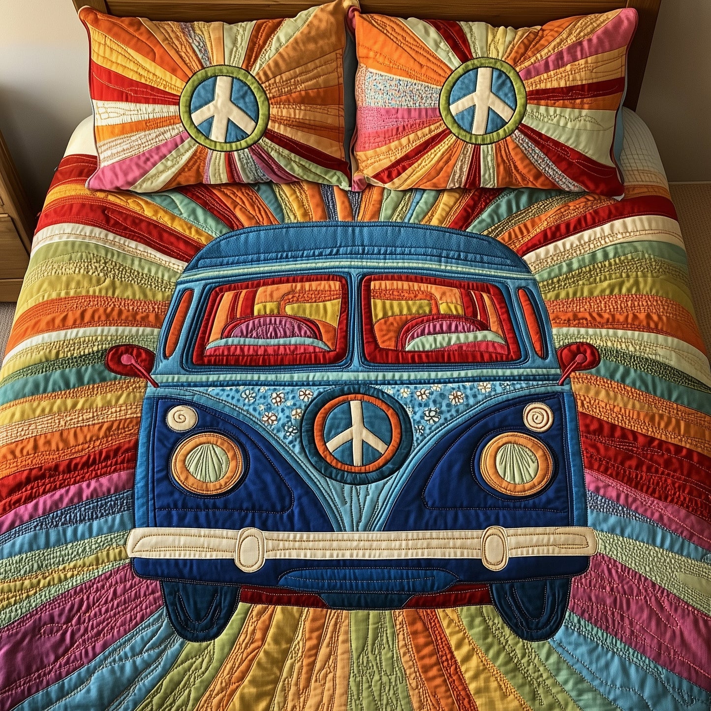 Peace Sign 3-Piece Quilted Bedding Set GFTOTP4474