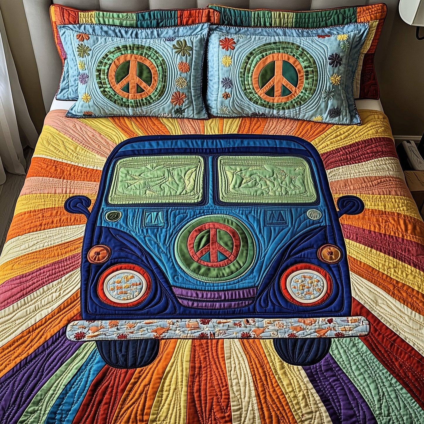 Peace Sign 3-Piece Quilted Bedding Set GFTOTP4475