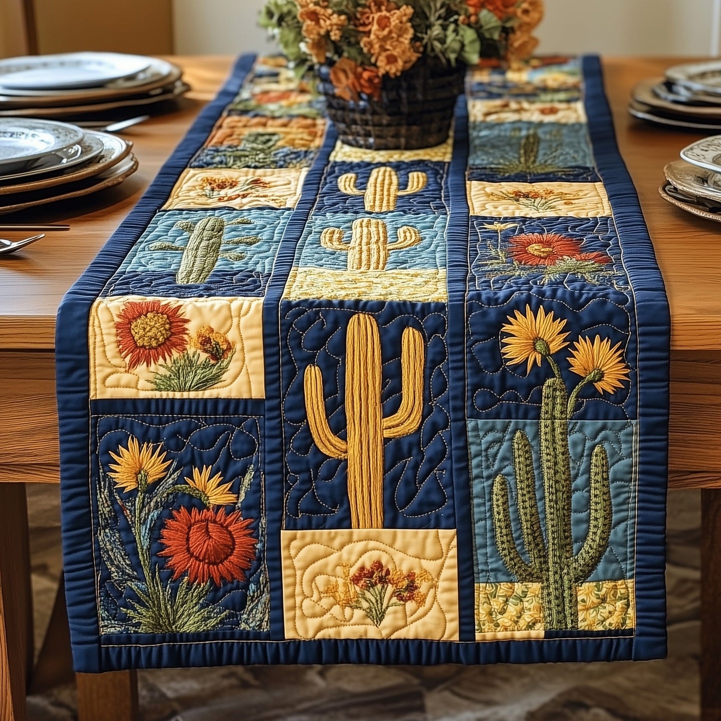 Blooming Cactus Haven Quilted Table Runner GFTOTP4594