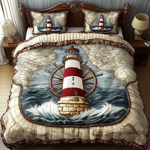 Nautical Lighthouse 3-Piece Quilted Bedding Set GFTOTP4638
