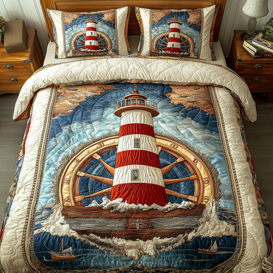 Nautical Lighthouse 3-Piece Quilted Bedding Set GFTOTP4640