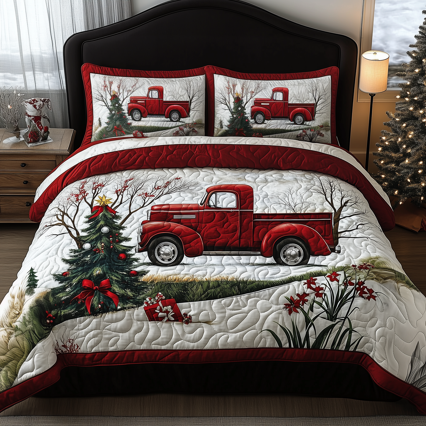 Christmas Truck 3-Piece Quilted Bedding Set GFTOTP467