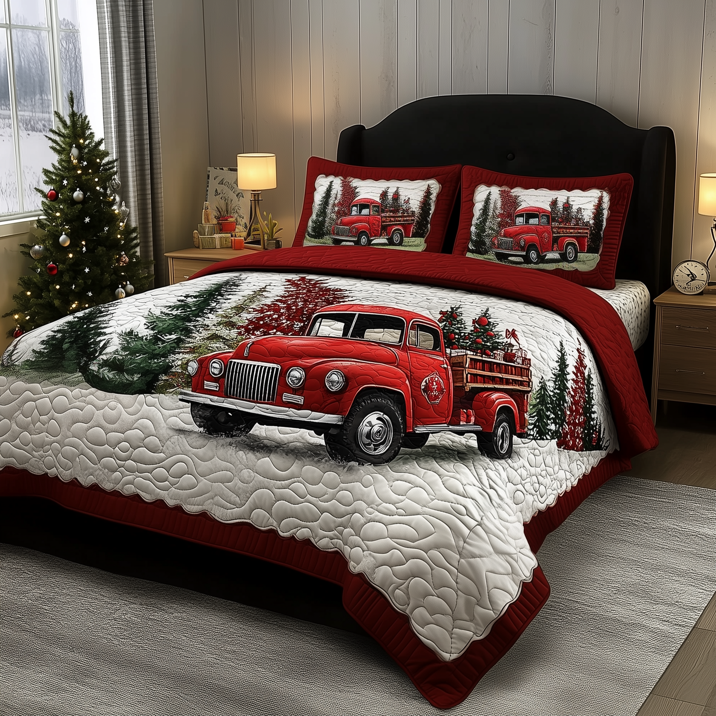Christmas Truck 3-Piece Quilted Bedding Set GFTOTP470