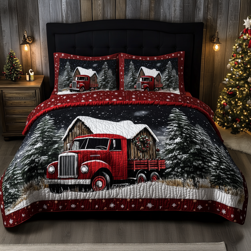 Christmas Truck 3-Piece Quilted Bedding Set GFTOTP471