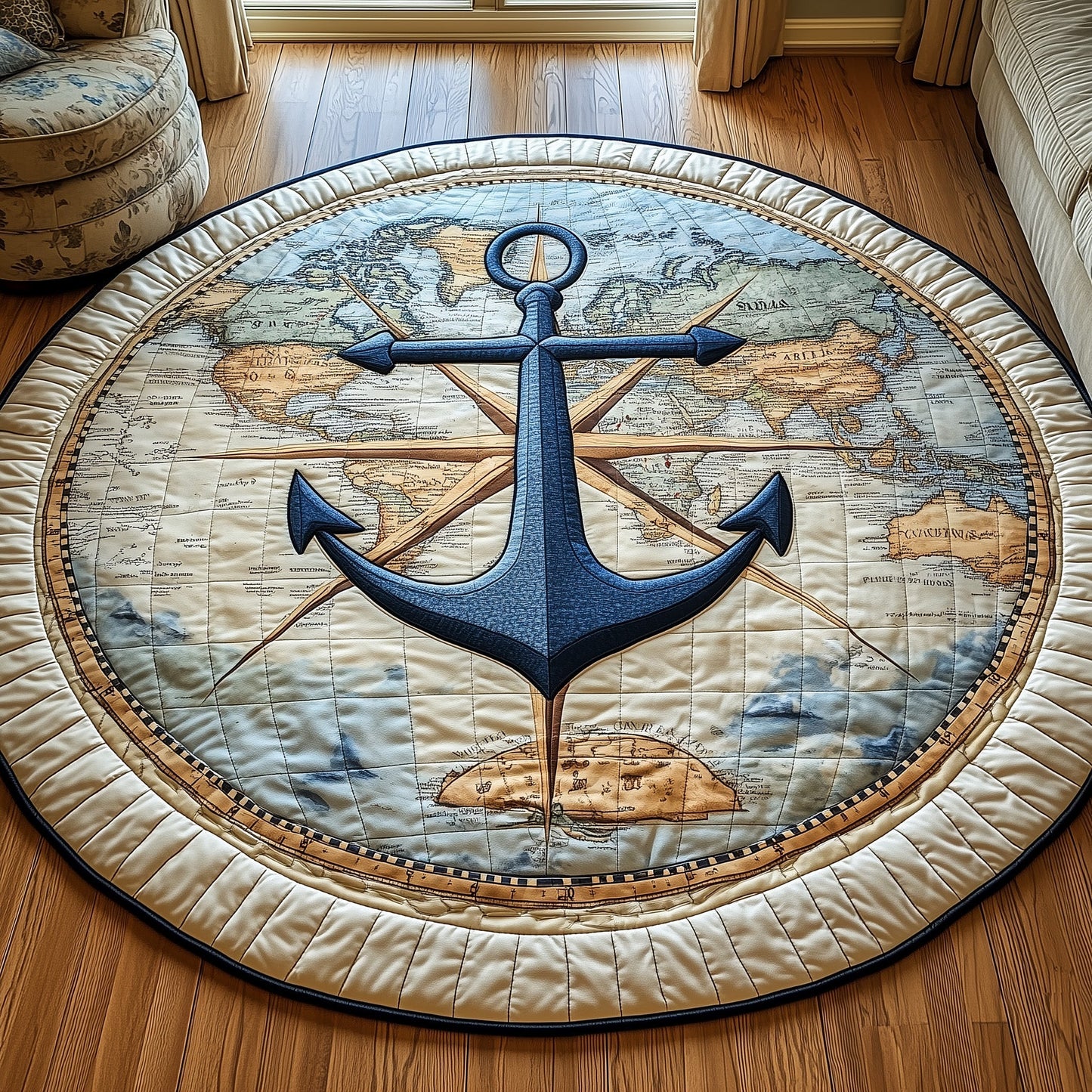 Nautical Anchor Quilted Round Mat GFTOTP4760