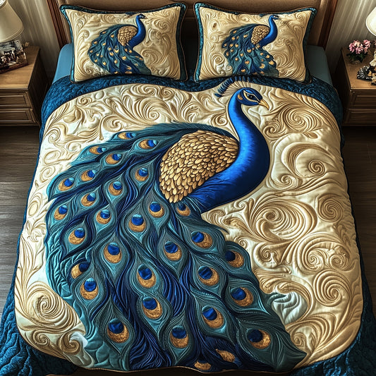 Peacock Paradise 3-Piece Quilted Bedding Set GFTOTP4836