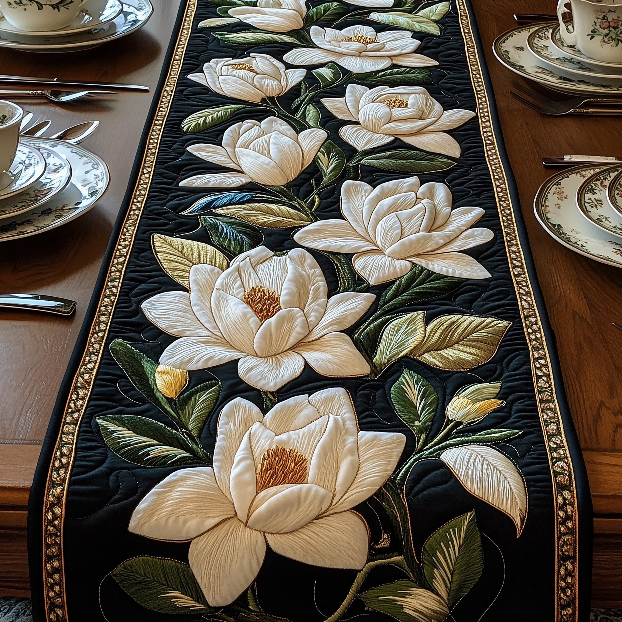 Magnolia Bloom Quilted Table Topper NCU0NNT980 main image 0
