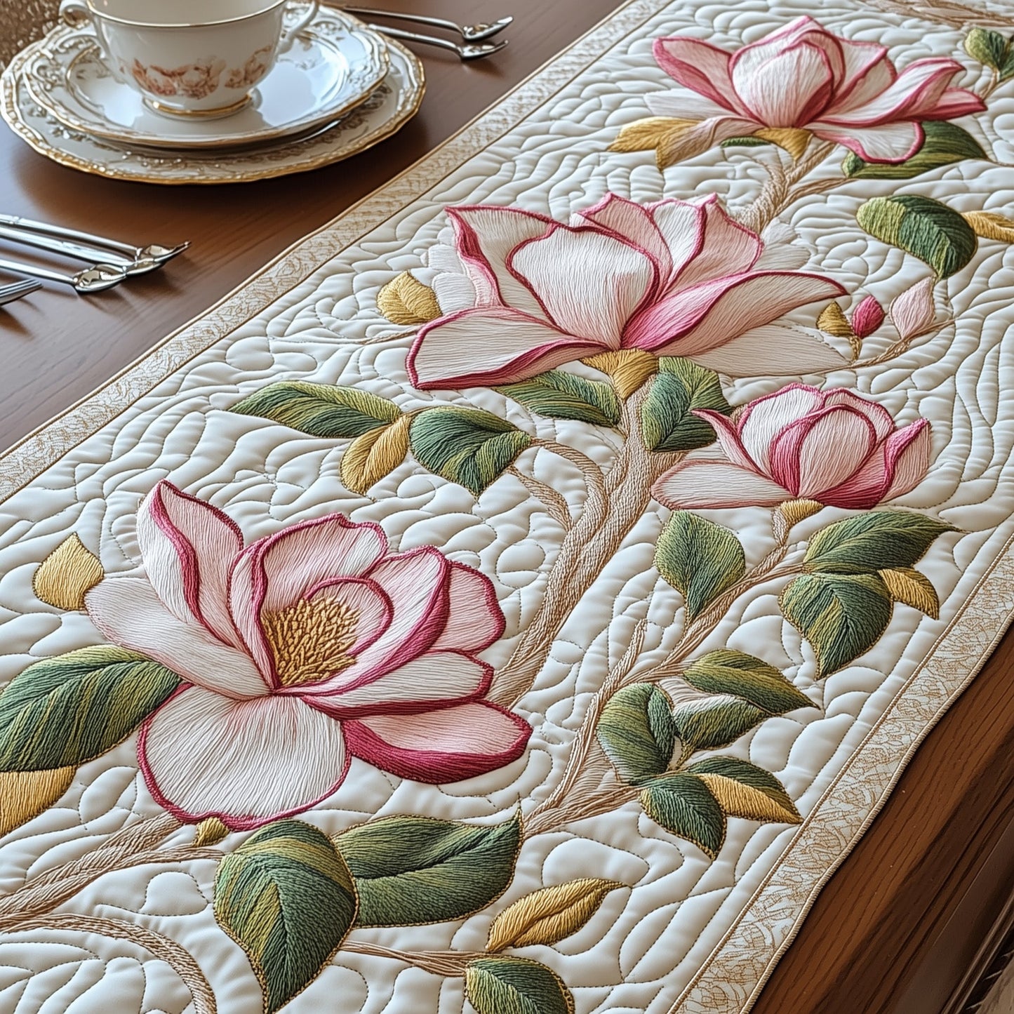 Elegant Magnolia Quilted Table Runner GFTOTP4840