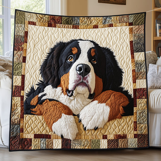Happy Bernese Mountain Dog Quilted Blanket GFTOTP4861