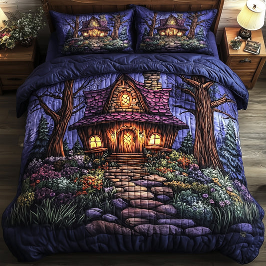 Mystic Forest Hut 3-Piece Quilted Bedding Set GFTOTP4889