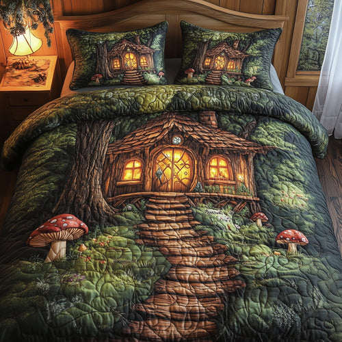 Mystic Forest Hut 3-Piece Quilted Bedding Set GFTOTP4891
