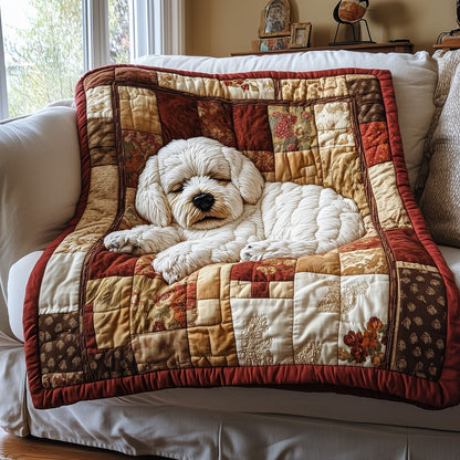 Fluffy Maltese Bichon Quilted Blanket GFTOTP4934