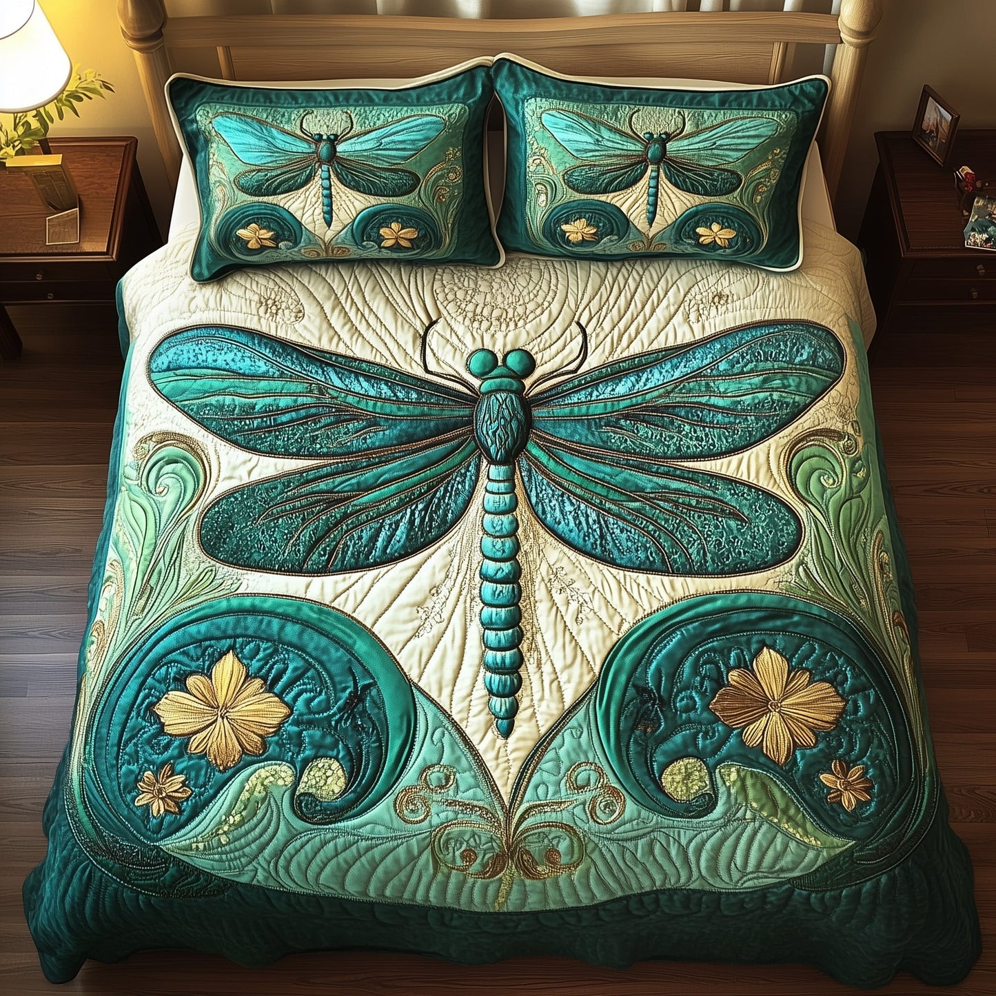 Enchanted Dragonfly 3-Piece Quilted Bedding Set GFTOTP5028