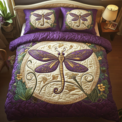 Glowing Dragonfly 3-Piece Quilted Bedding Set GFTOTP5036