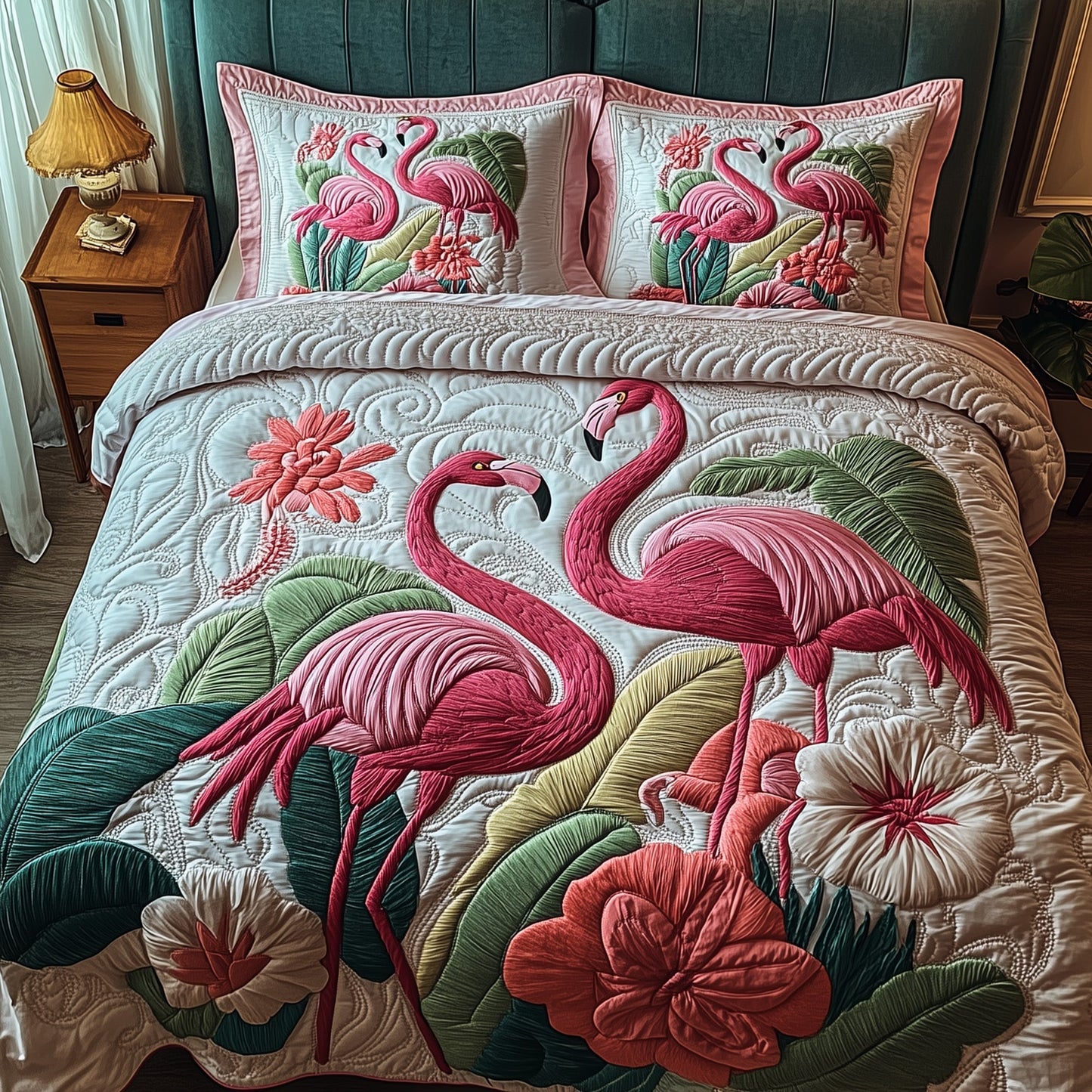 Flamingo 3-Piece Quilted Bedding Set GFTOTP5091
