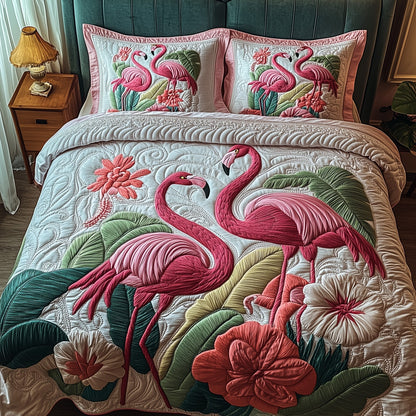 Flamingo 3-Piece Quilted Bedding Set GFTOTP5091