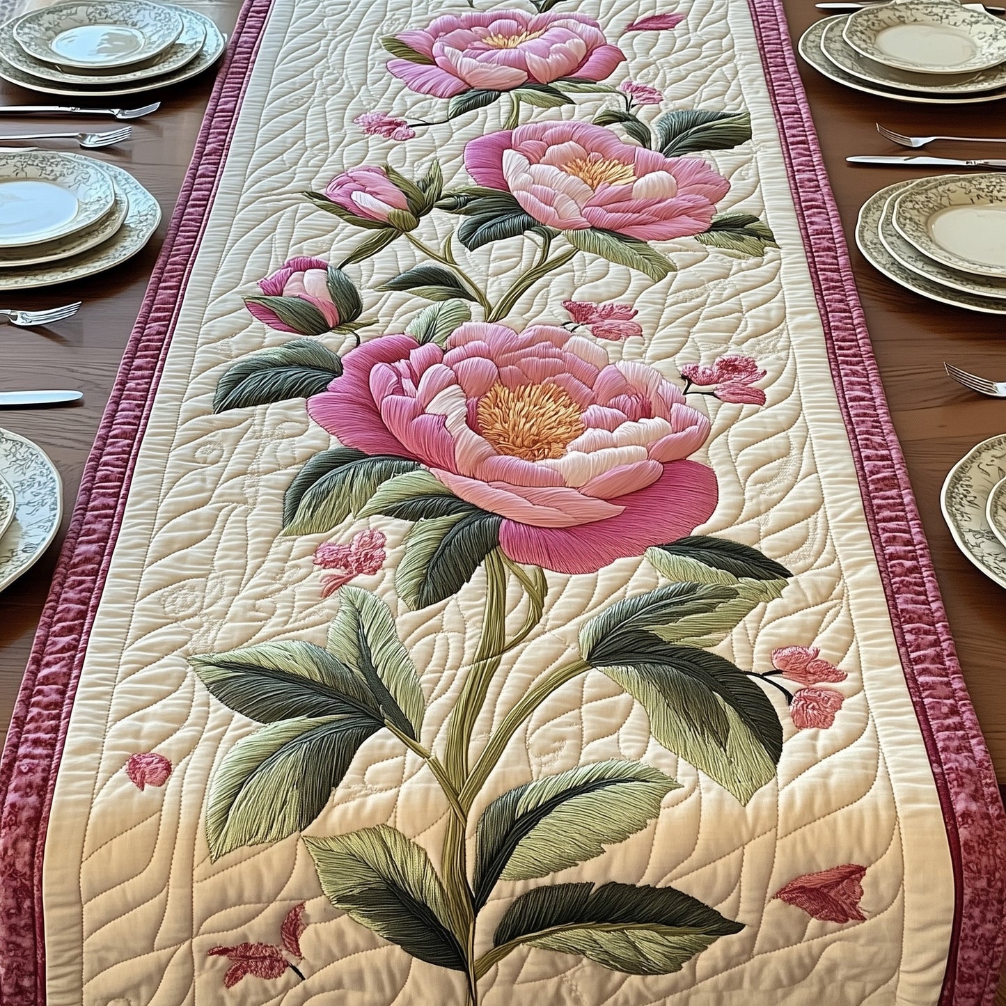 Elegant Peony Quilted Table Runner GFTOTP5150