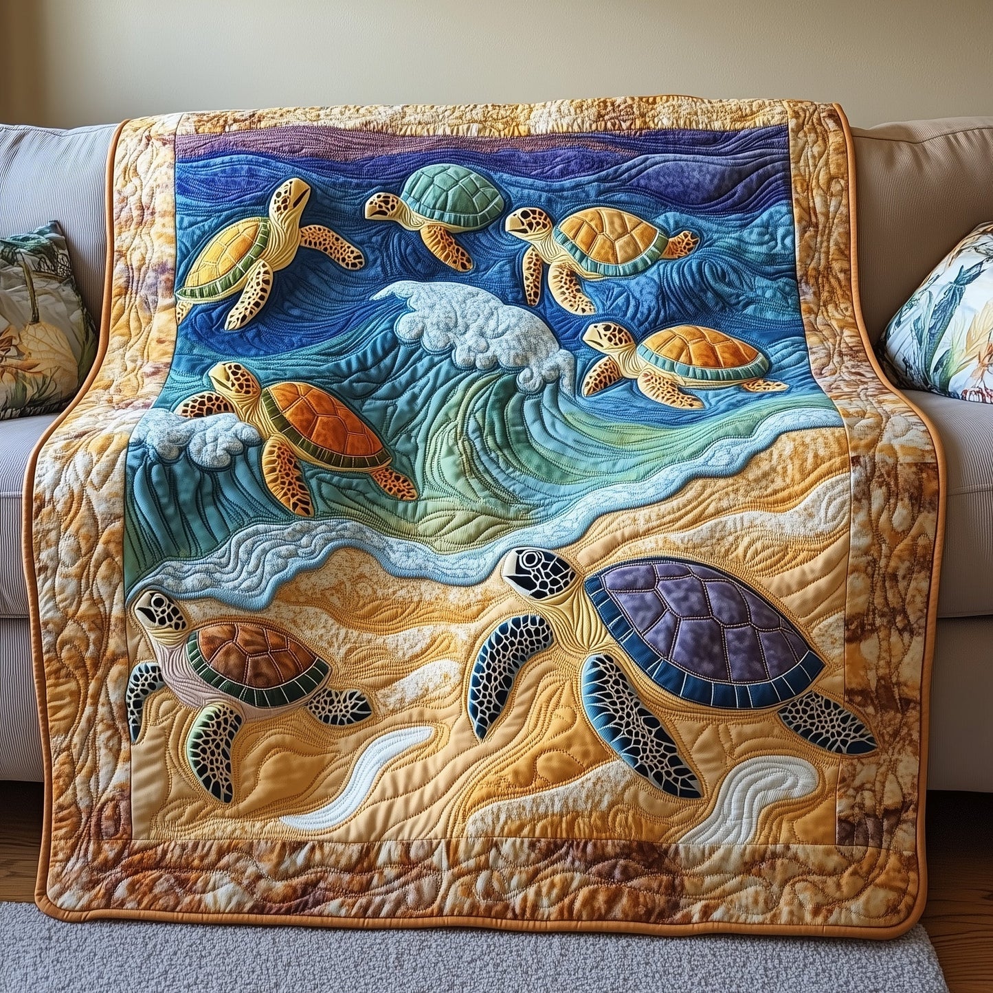 Coastal Turtle Haven Quilted Blanket GFTOTP5216