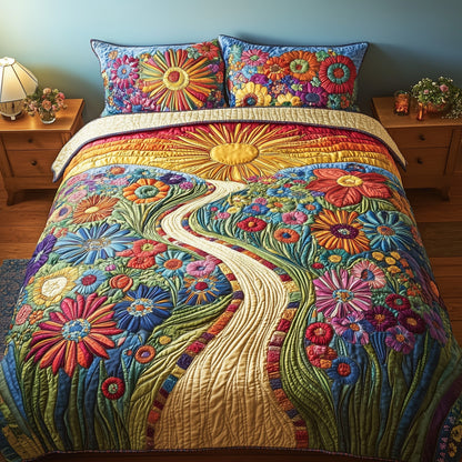 Radiant Floral Journey 3-Piece Quilted Bedding Set GFTOTP5288