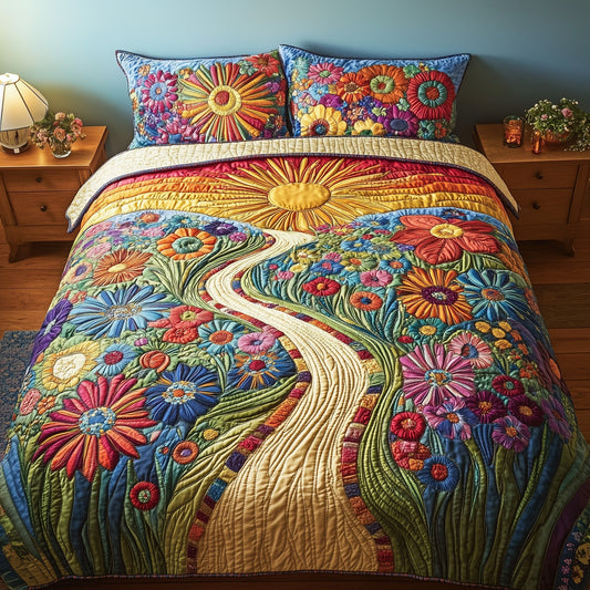 Radiant Floral Journey 3-Piece Quilted Bedding Set GFTOTP5288