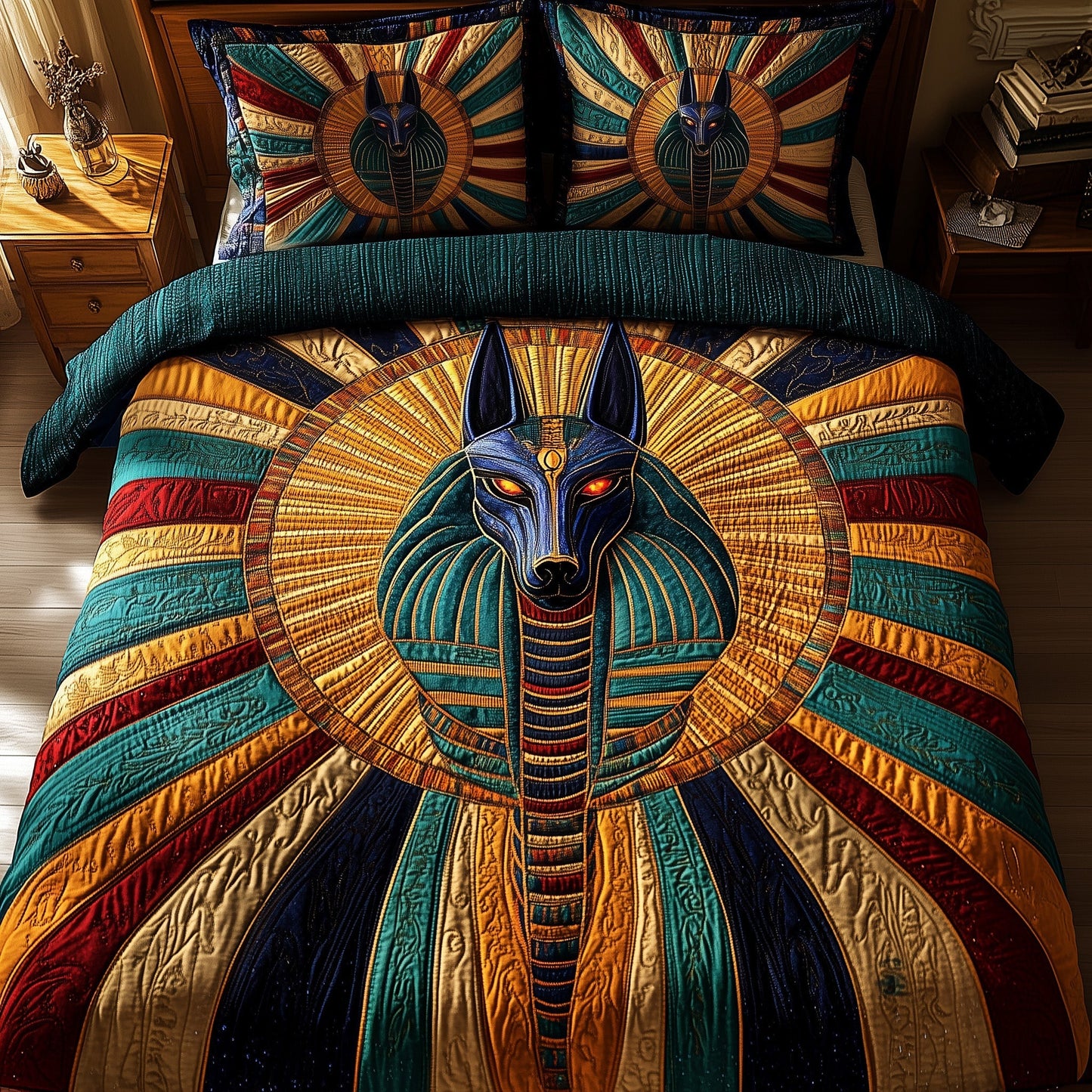 Ancient Anubis 3-Piece Quilted Bedding Set GFTOTP5459