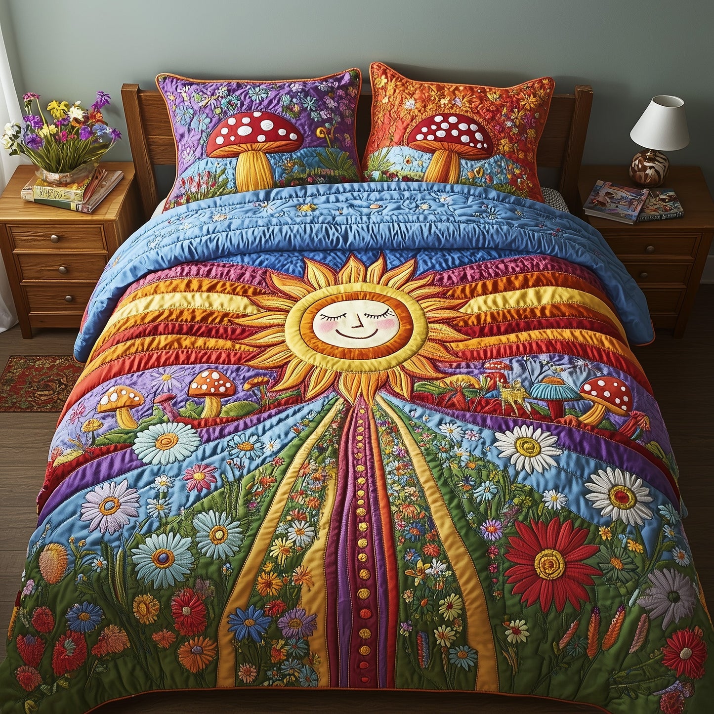 Groovy Sunburst 3-Piece Quilted Bedding Set GFTOTP5475