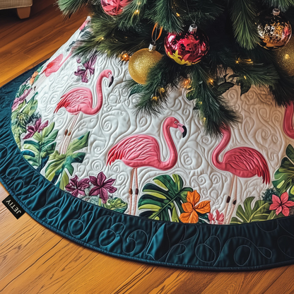 Tropical Flamingo Quilted Tree Skirt GFTOTP558