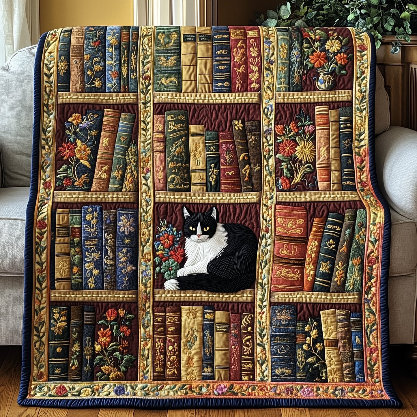 Purrfectly Bookish Quilted Blanket GFTOTP5803
