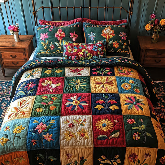 Vintage Bloom Patchwork 3-Piece Quilted Bedding Set GFTOTP5824