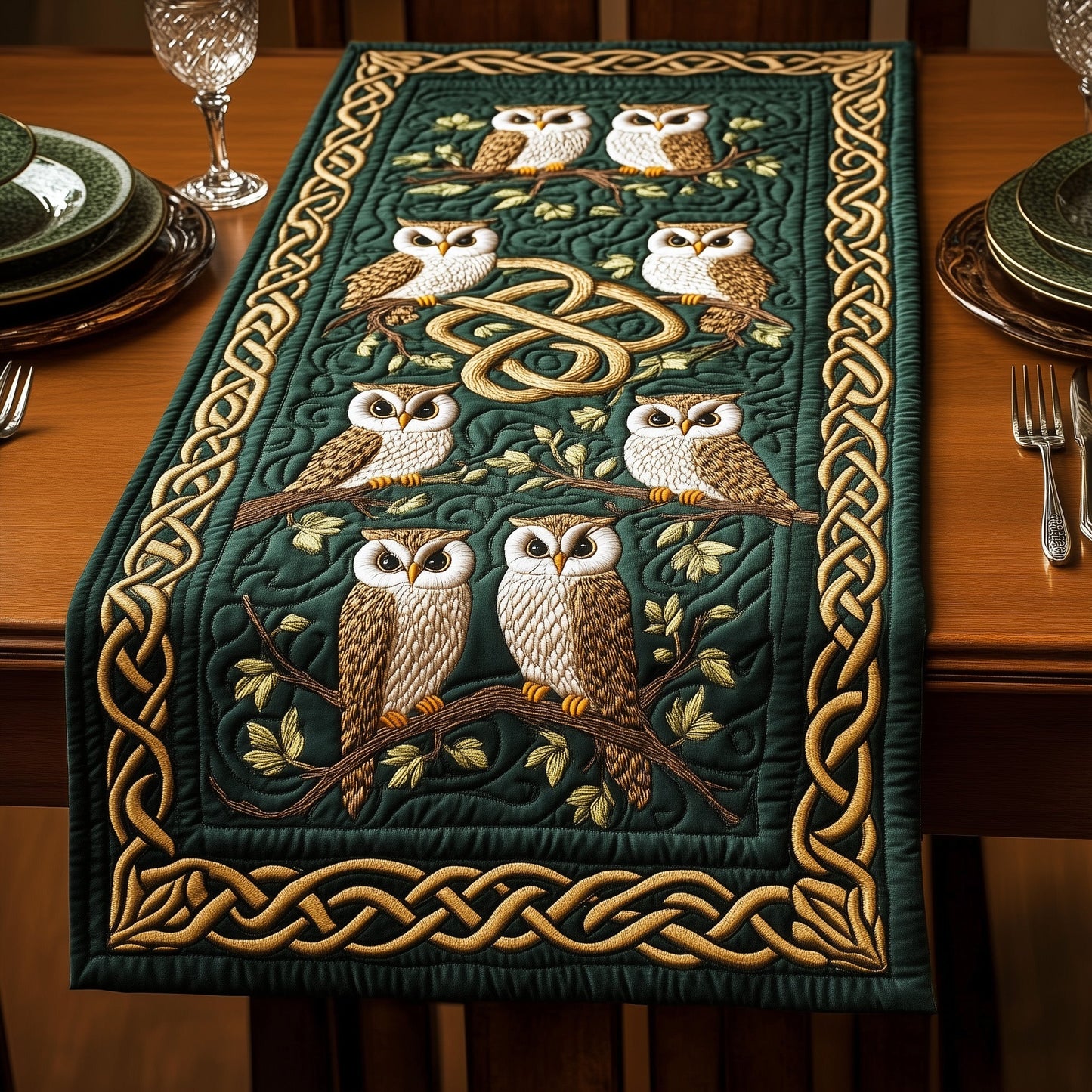 Celtic Wisdom Owl Quilted Table Runner GFTOTP5862