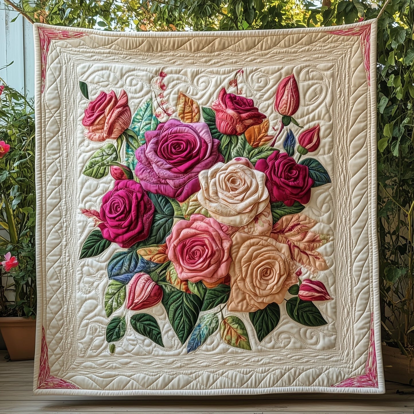 Rose Bouquet Gift for Mom Quilted Blanket GFTOTP5896
