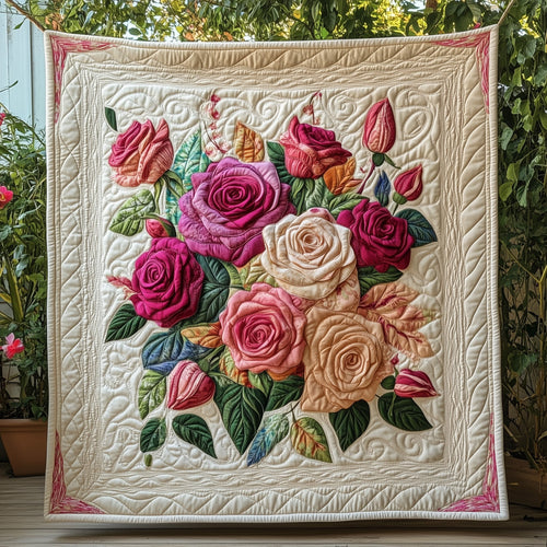 Rose Bouquet Gift for Mom Quilted Blanket GFTOTP5896