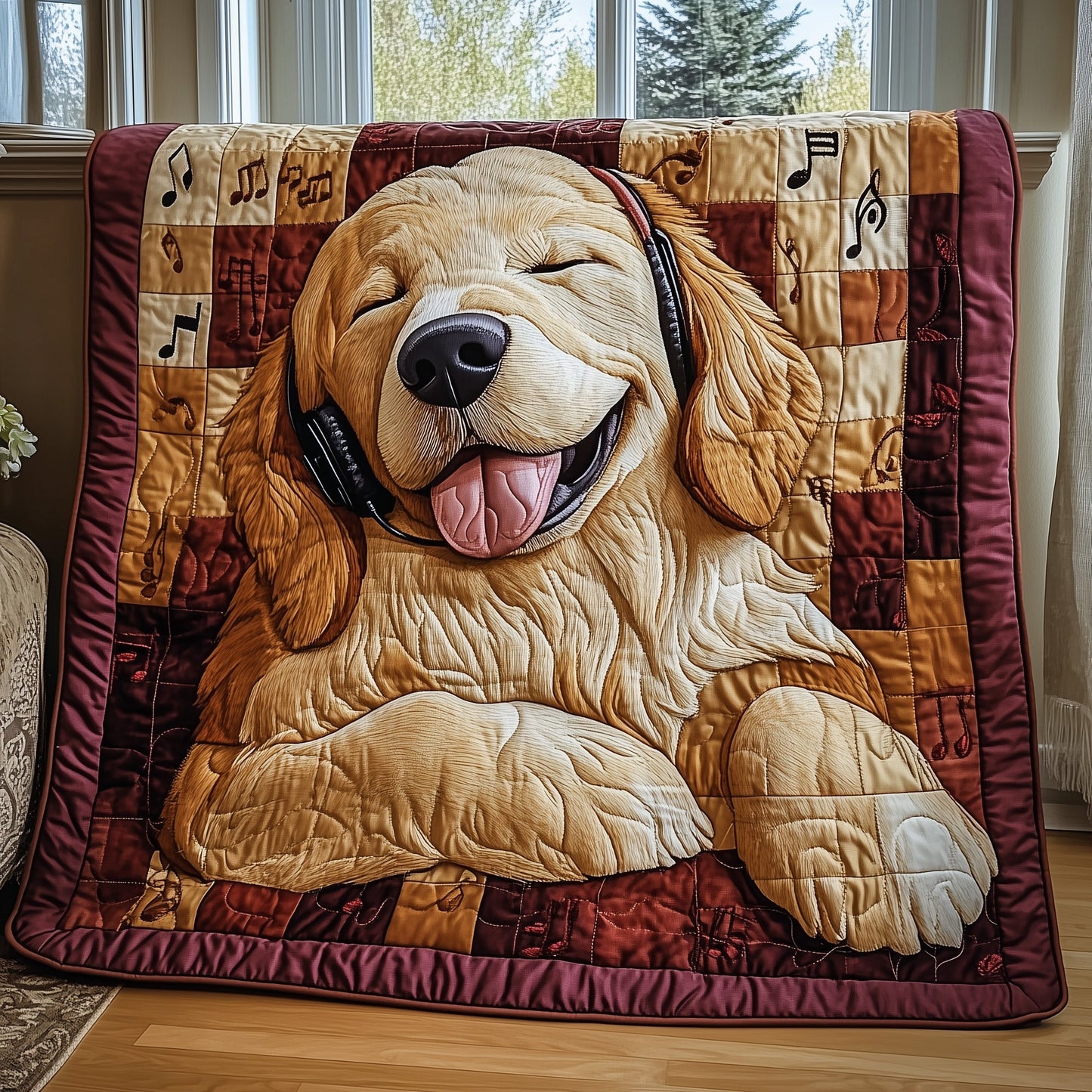 Melodic Golden Harmony Quilted Blanket GFTOTP5973