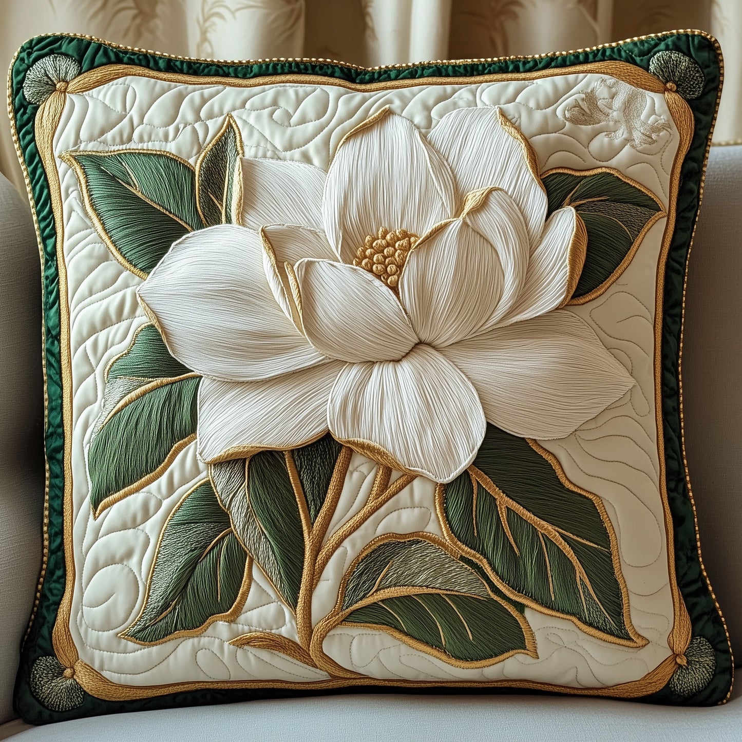 Elegant Magnolia Quilted Pillow Case GFTOTP5990