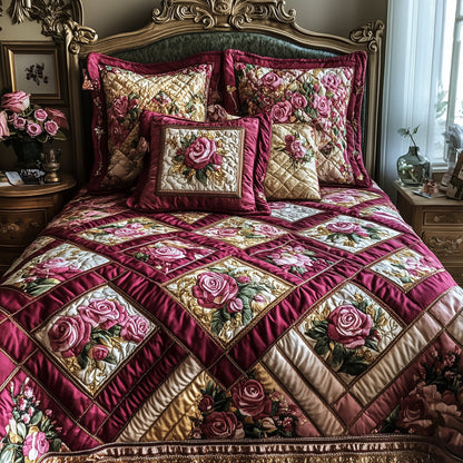 Romantic Rose Elegance 3-Piece Quilted Bedding Set GFTOTP6010