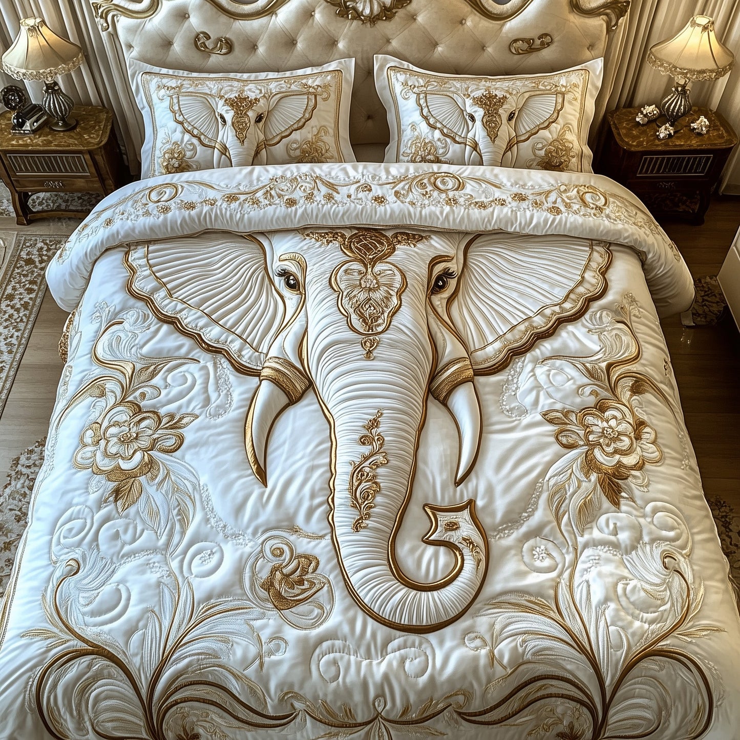 Elephant Elegance 3-Piece Quilted Bedding Set GFTOTP6136