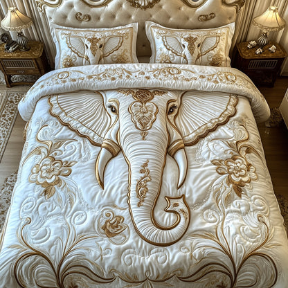 Elephant Elegance 3-Piece Quilted Bedding Set GFTOTP6136