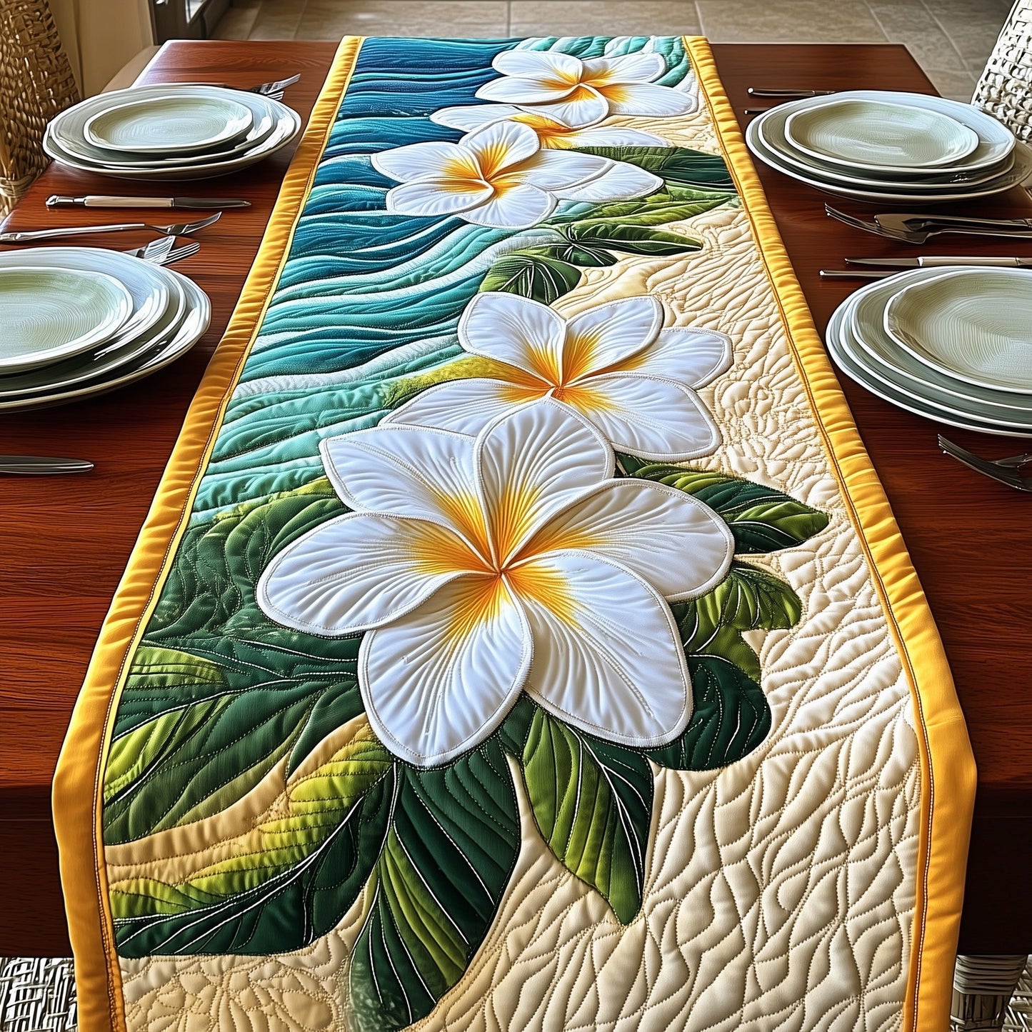 Plumeria Island Quilted Table Runner GFTOTP6183