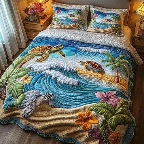 Sea Turtle Serenity 3-Piece Quilted Bedding Set GFTOTP6213