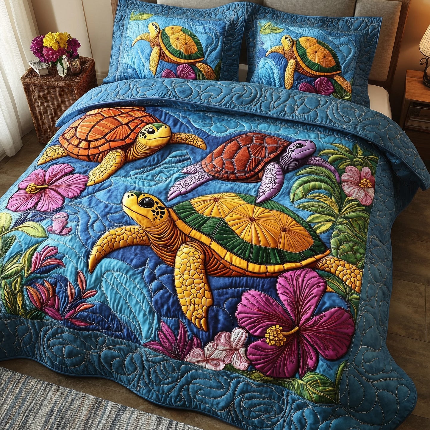 Sea Turtle Serenity 3-Piece Quilted Bedding Set GFTOTP6215