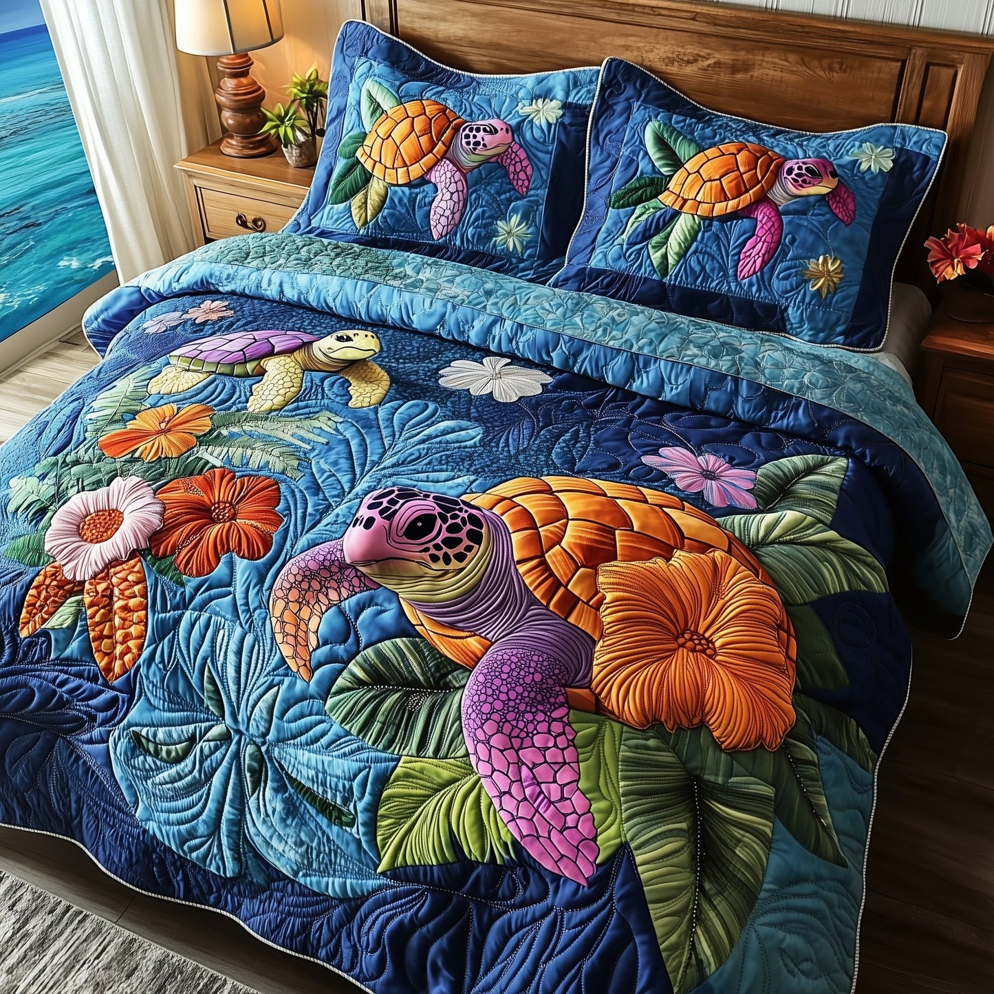 Sea Turtle Serenity 3-Piece Quilted Bedding Set GFTOTP6216