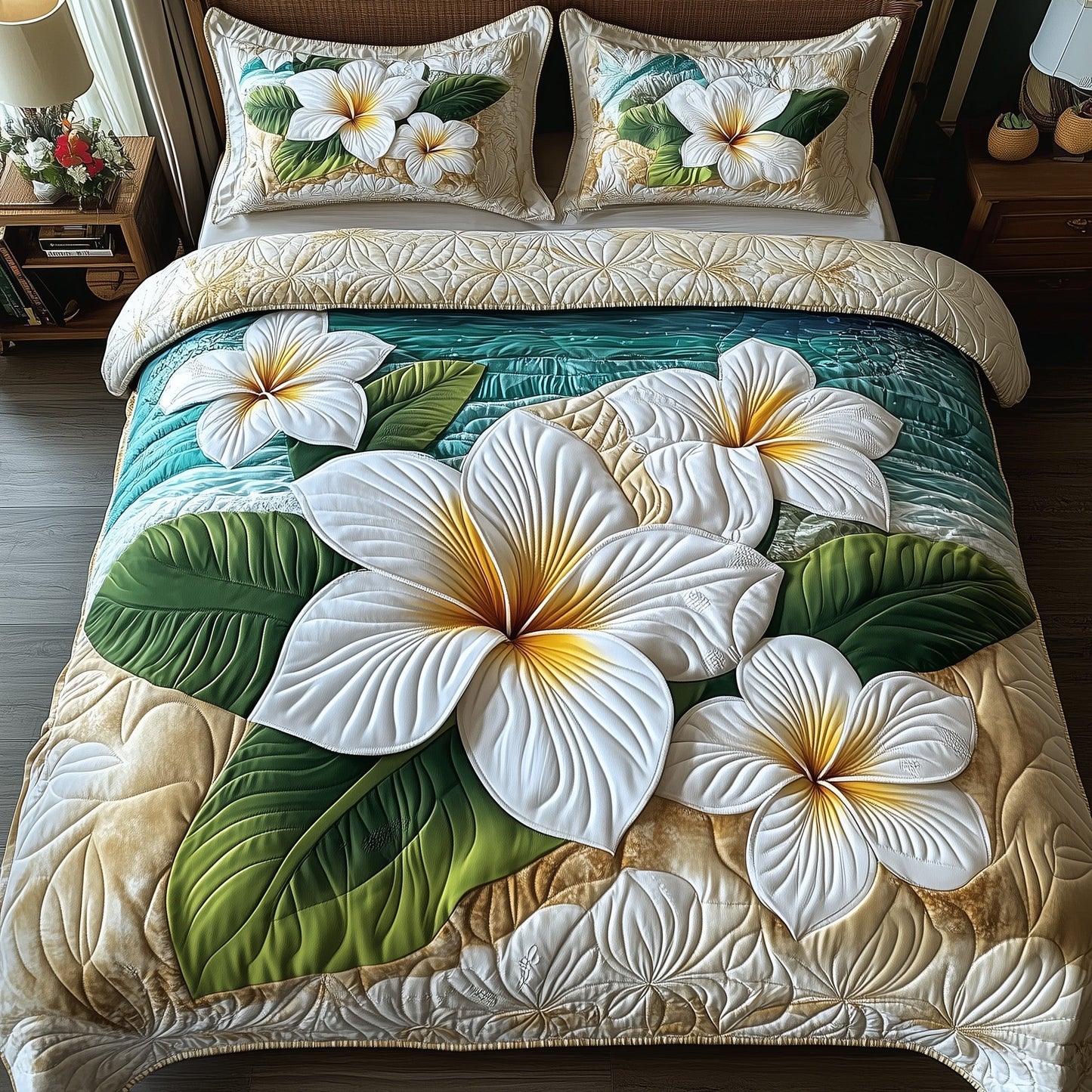 Island Plumera Paradise 3-Piece Quilted Bedding Set GFTOTP6273