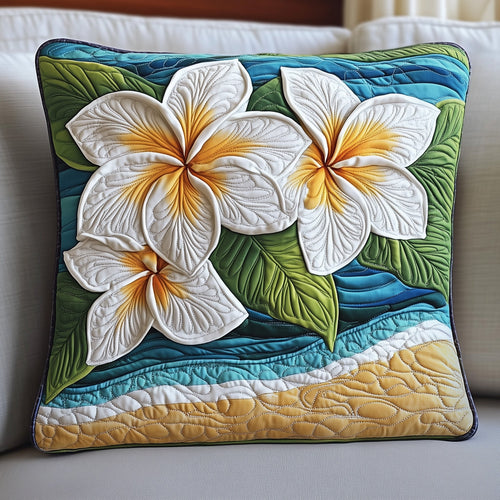 Seaside Blossom Plumera Quilted Pillow Case GFTOTP6279