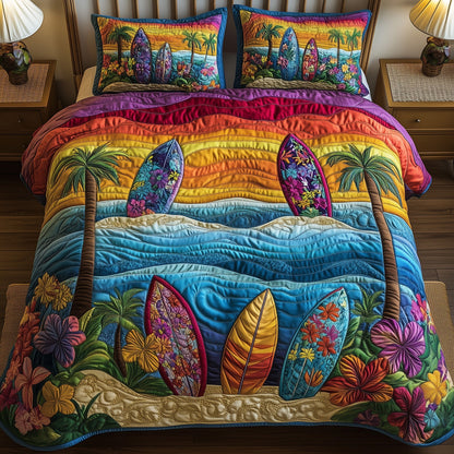 Sunset Wave Ride 3-Piece Quilted Bedding Set GFTOTP6294