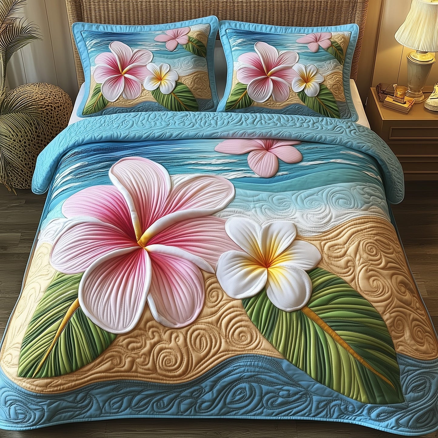 Island Plumera Paradise 3-Piece Quilted Bedding Set GFTOTP6311