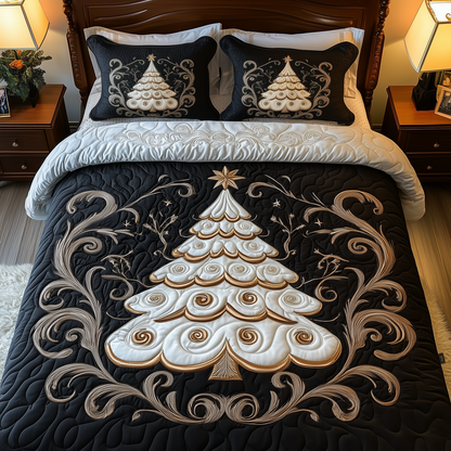 Elegant Christmas Tree 3-Piece Quilted Bedding Set GFTOTP634