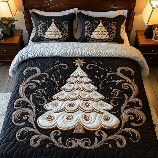 Elegant Christmas Tree 3-Piece Quilted Bedding Set GFTOTP634