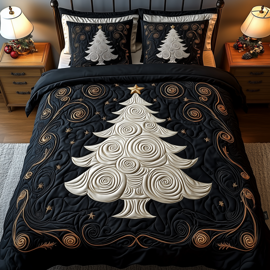 Elegant Christmas Tree 3-Piece Quilted Bedding Set GFTOTP635